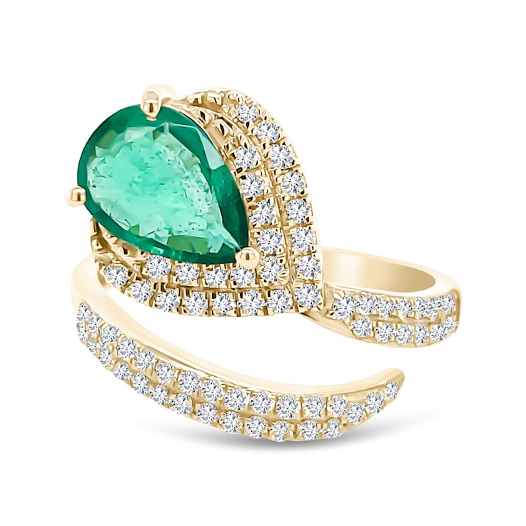 18K Yellow Gold Emerald and Diamond Ring 1.63ctw