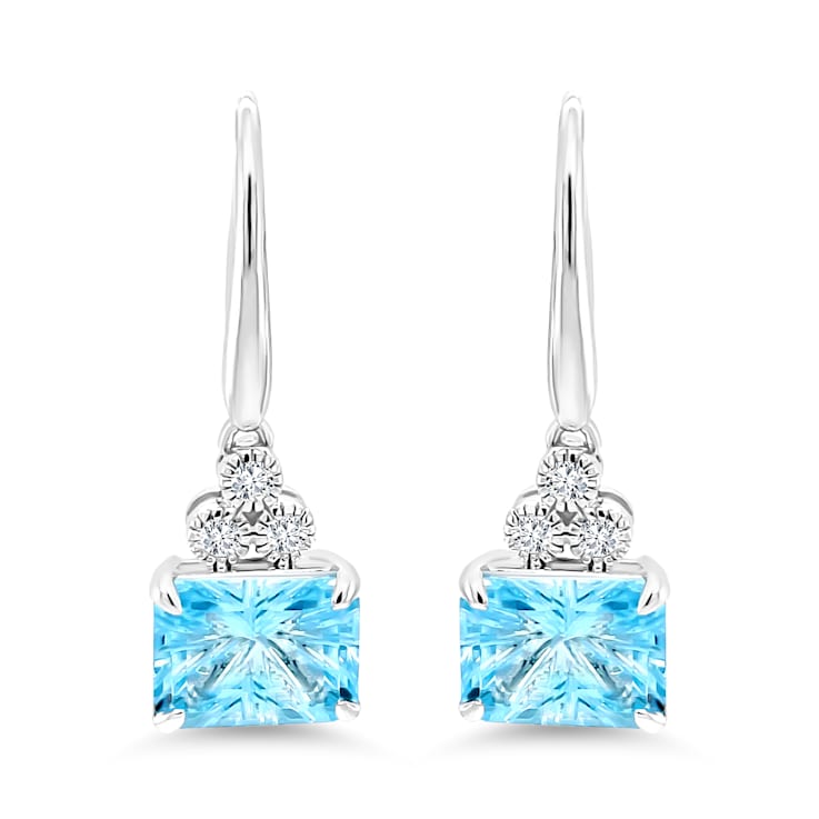 18K White Gold Sky Blue Topaz and Diamond Earrings 5.42ctw