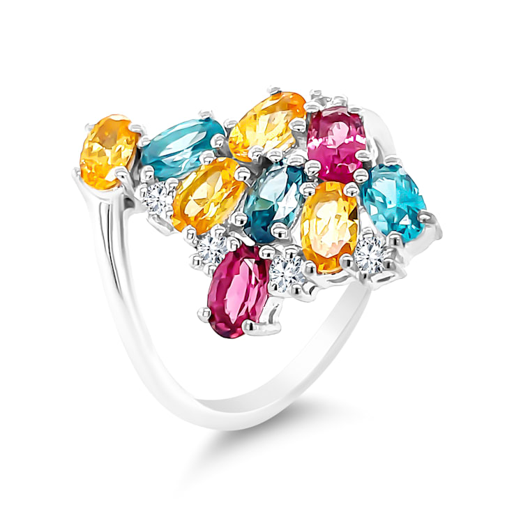 Spessartine,Tourmaline and Zircon Ring