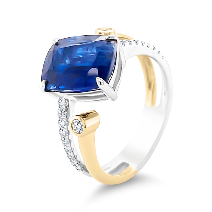 18K Two-Tone Gold Kyanite and Diamond Ring 4.29ctw