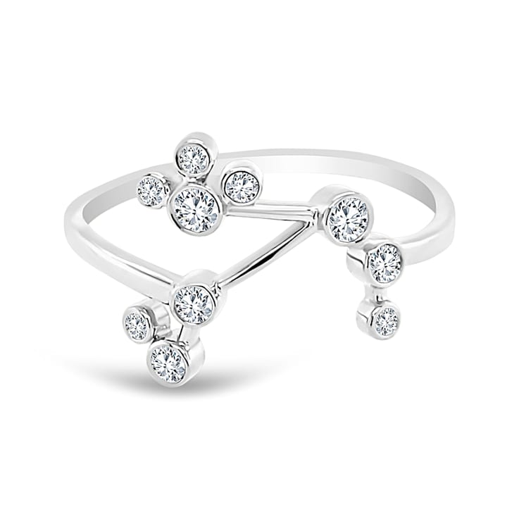 18K Gold Diamond Aries Zodiac Constellation Ring .13ctw