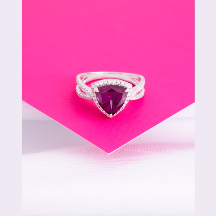 18K White Gold Rhodolite Garnet and Diamond Ring 3.61ctw