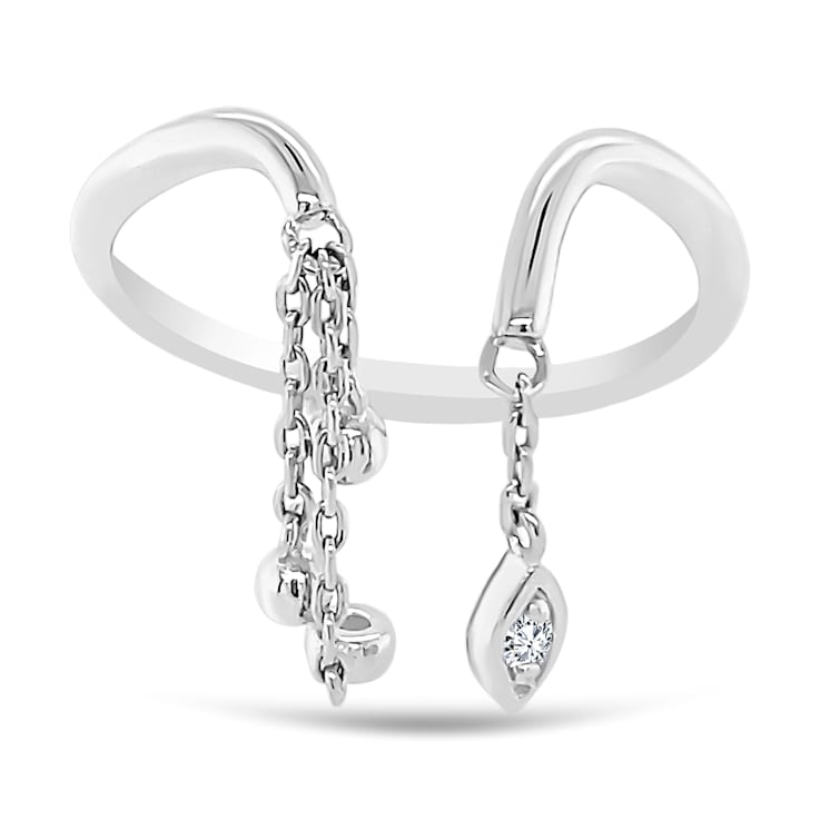 White Sapphire Round Ring, Sterling Silver