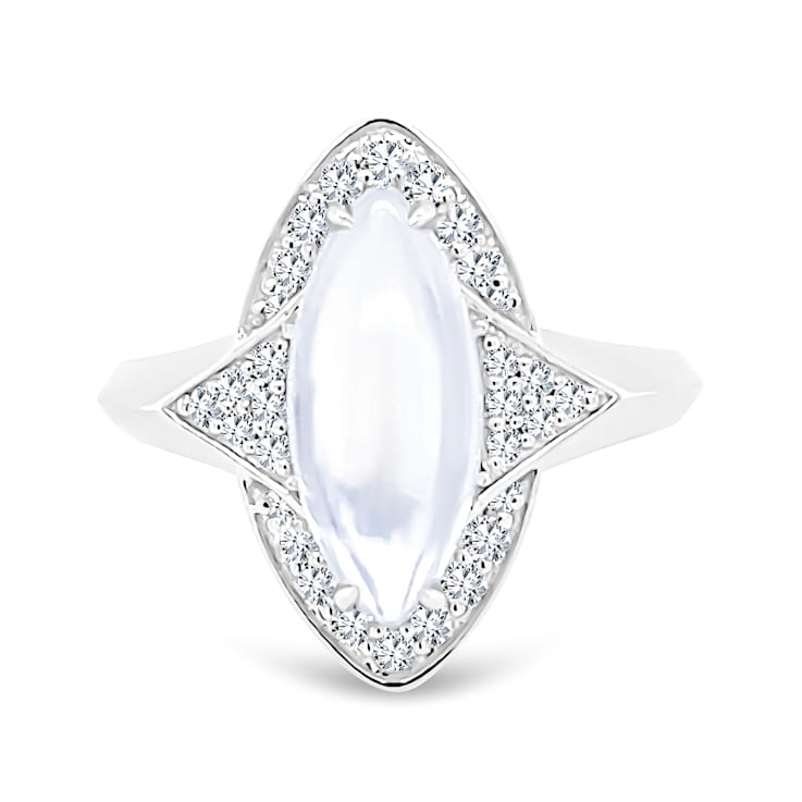 18K White Gold Moonstone and Diamond Ring 3.29ctw