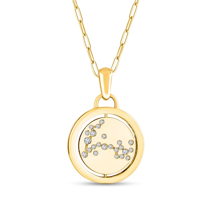 14K Yellow and White Gold Pisces Zodiac and Constellation Rotary Pendant