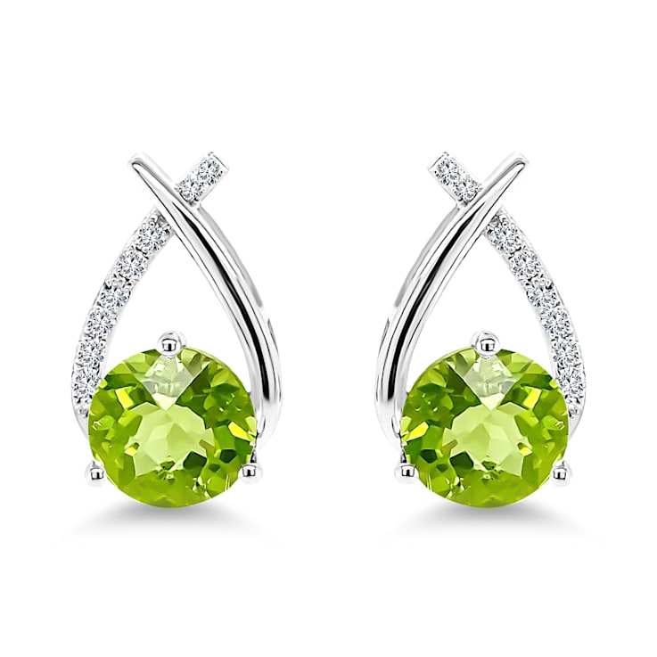 18K White Gold Peridot Earrings