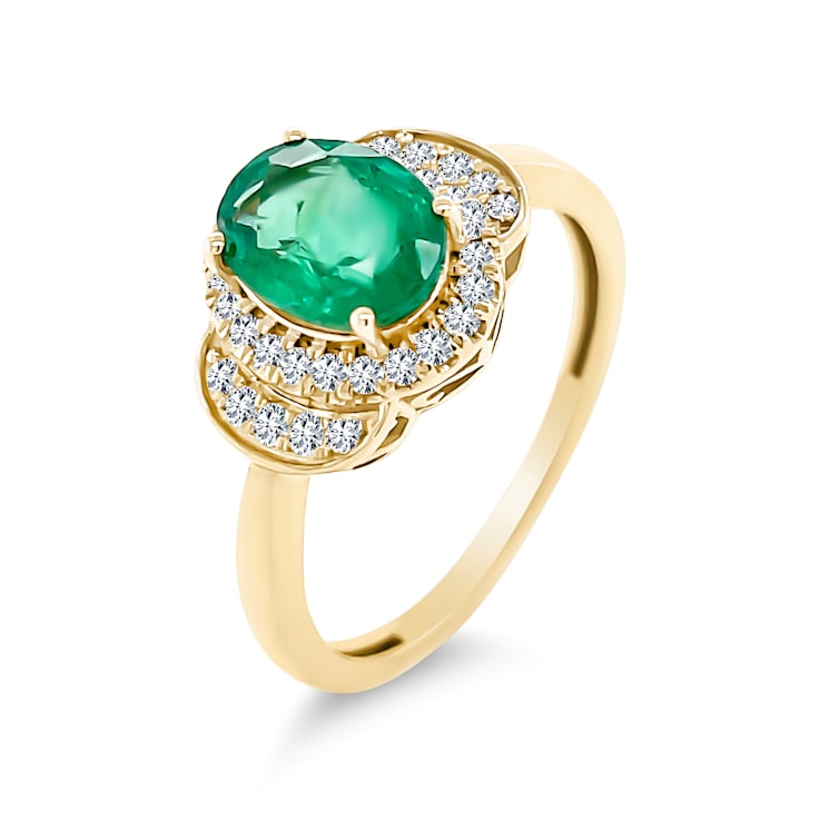 14K Yellow Gold Emerald and Diamond Ring 1.52ctw