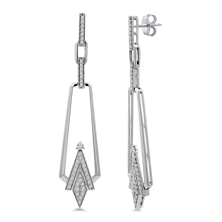 18K White Gold Link Drop Earrings 0.69ctw