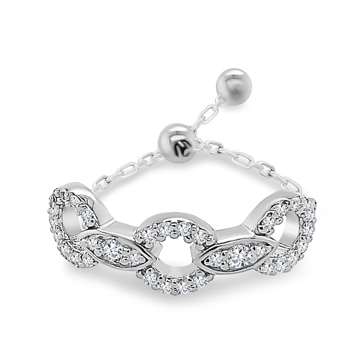 White Sapphire Round Chain Design Ring