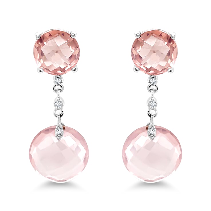 Round Shaped Rose Quartz Earrings