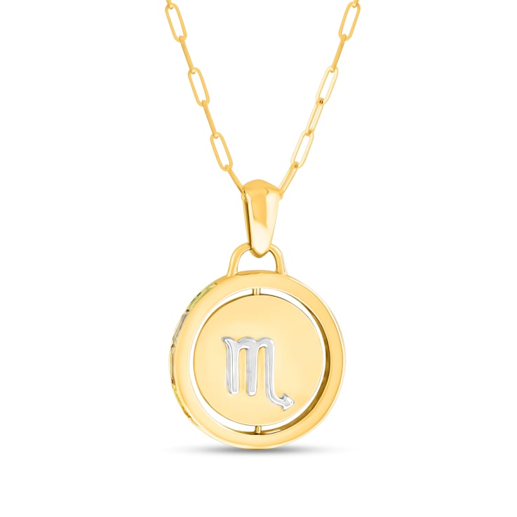 14K Yellow and White Gold Scorpio Zodiac and Constellation Rotary Pendant