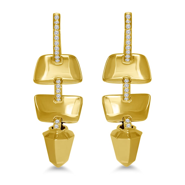 18K Yellow Gold Bullet Drop Diamond Earrings 0.44ctw