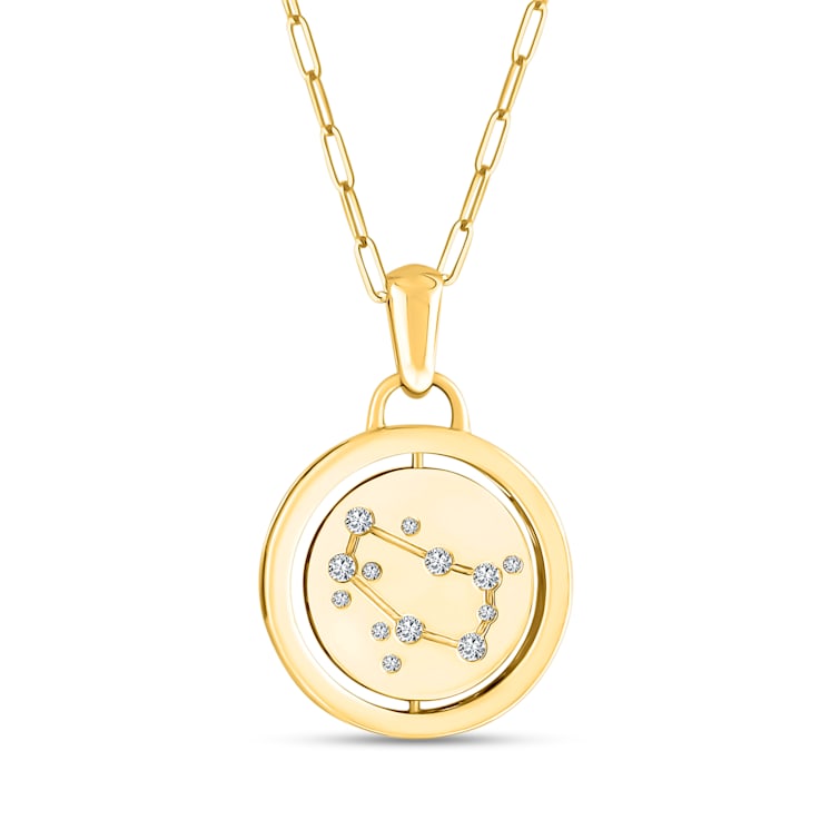 14K Yellow and White Gold Gemini Zodiac and Constellation Rotary Pendant