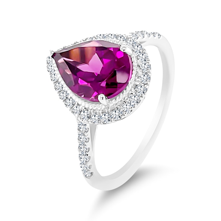 14K White Gold Rhodolite and Diamond Ring 2.88ctw