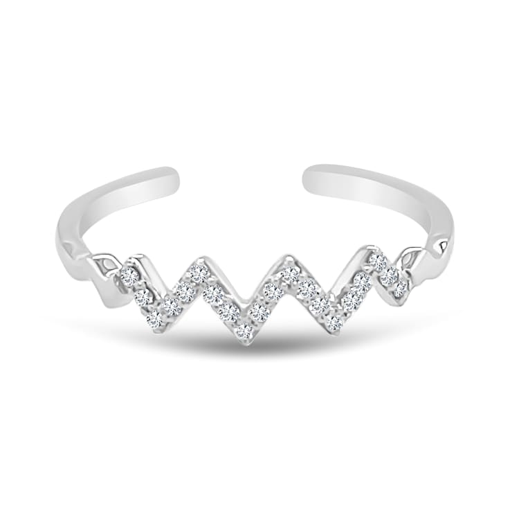18K White Gold Diamond Adjustable Ring  .11ctw.  Adjusts from size 6 to 8.