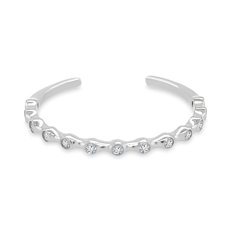 18K Petite White Gold Diamond Adjustable Ring  .07ctw. Adjusts from size
6 to 8.