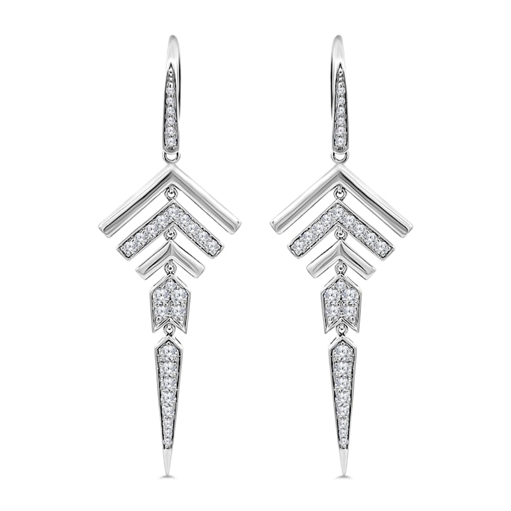 18K White Gold Link Drop Diamond Earrings 1.23ctw
