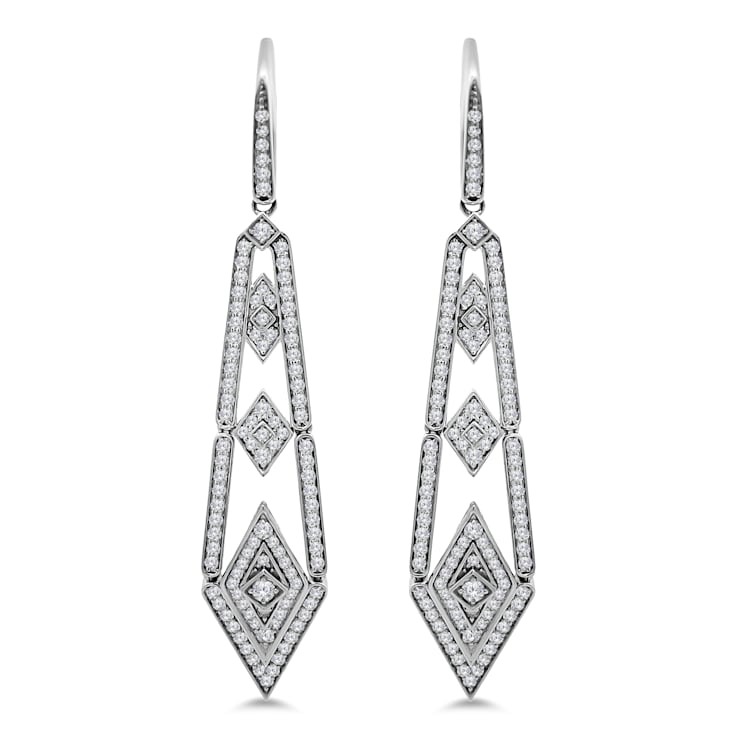 18K White Gold Drop Dangle Diamond Earrings 1.99ctw