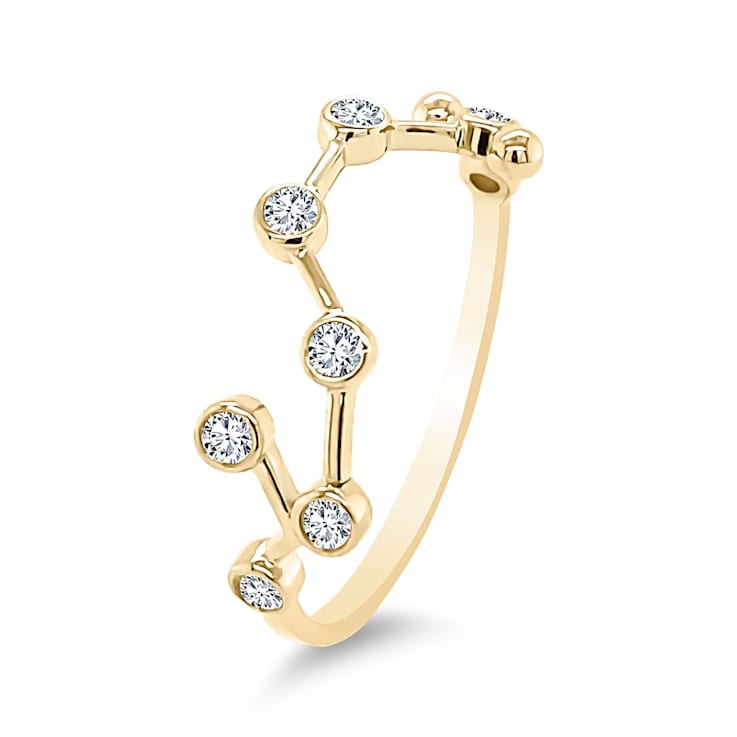 14K Gold Diamond Aquarius Zodiac Ring 0.16ctw