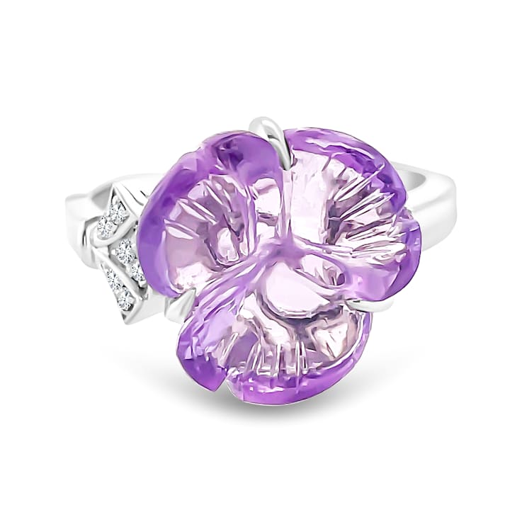18K White Gold Amethyst and Diamond Ring 5.07ctw