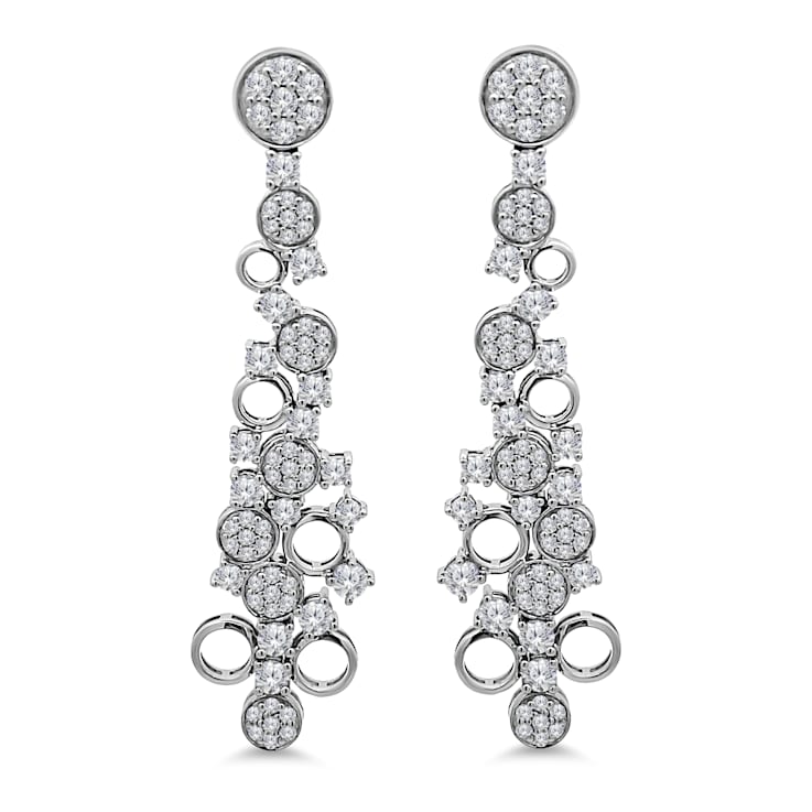18K White Gold Link Drop Diamond Earrings 1.71ctw
