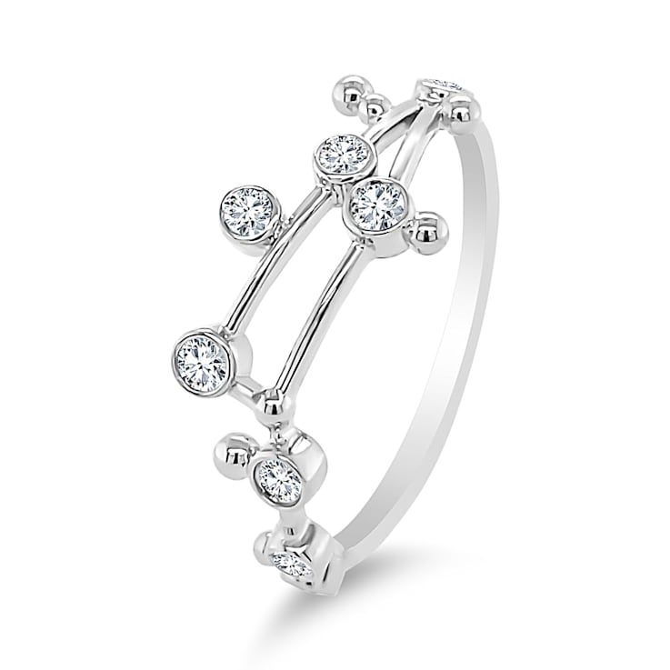 18K Gold Diamond Leo Zodiac Constellation Ring .19ctw