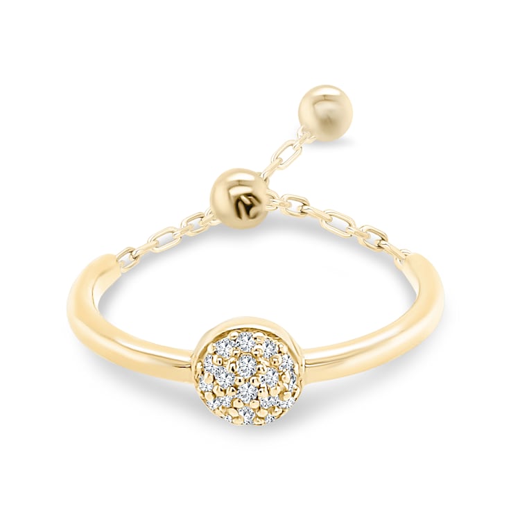 White Sapphire Round Ring, Yellow Gold Plated Sterling Silver