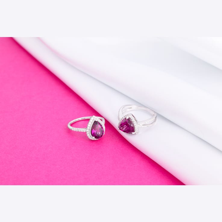 14K White Gold Rhodolite and Diamond Ring 2.88ctw