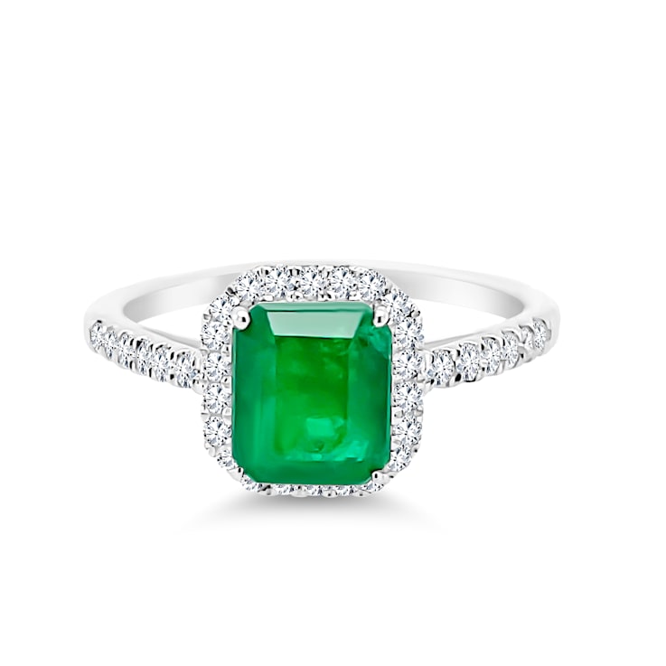 14K White Gold Emerald and Diamond Ring 1.87ctw