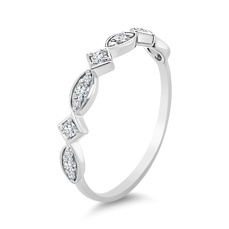 18K Petite White Gold Diamond Ring  .19ctw