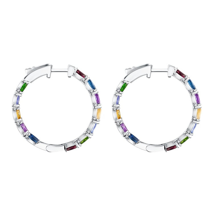 Multi gemstone hoop earrings discount