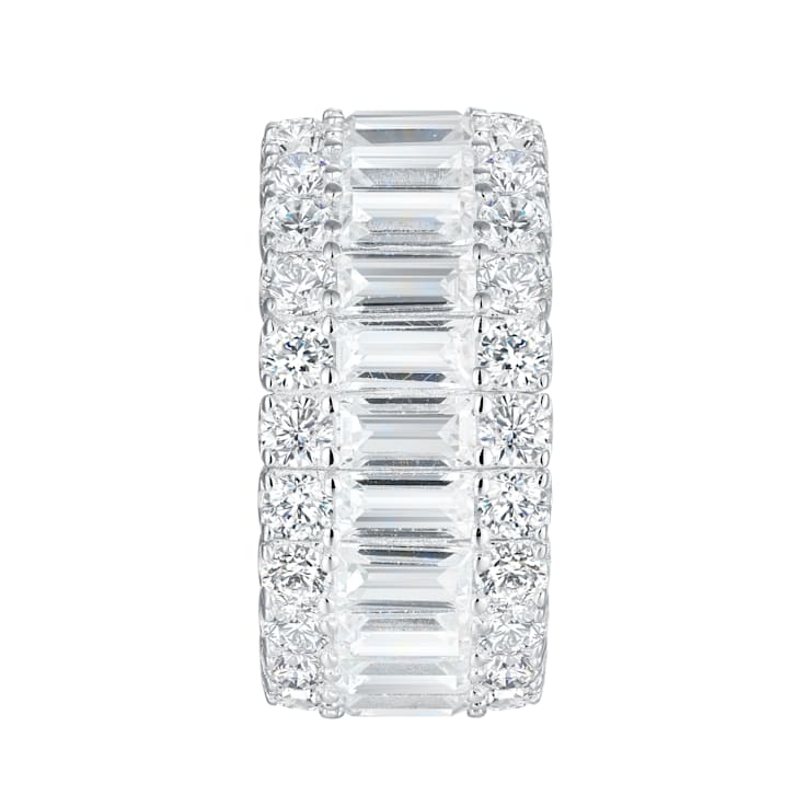 14.40 cttw Baguette-Cut Cubic Zirconia Eternity Band Ring, Sterling Silver