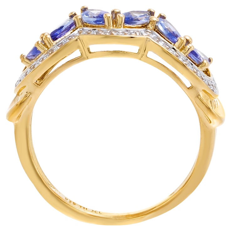1.45 cttw Tanzanite Band Ring, 14k Gold plated on Sterling Silver