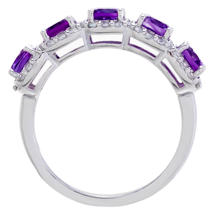 2.55 cttw Amethyst Gemstone Band Ring, Sterling Silver