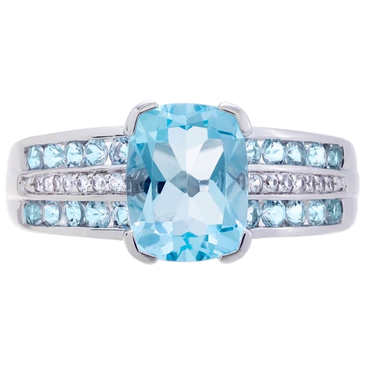 2.55 cttw Sky Blue Topaz Gemstone Engagement Ring, Sterling Silver