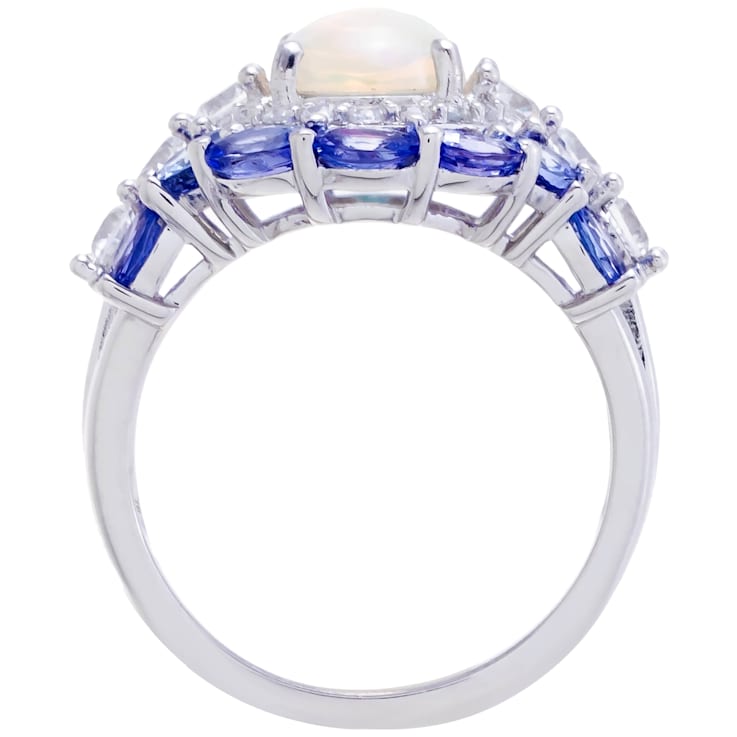 3.70 cttw Ethiopian Opal Gemstone Cocktail Ring, Sterling Silver