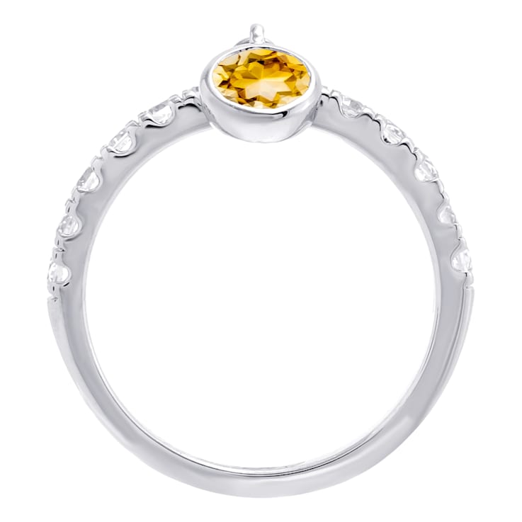 0.85 cttw Citrine Gemstone Charm Ring, Sterling Silver