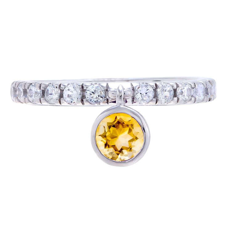 0.85 cttw Citrine Gemstone Charm Ring, Sterling Silver