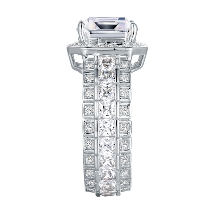 7.48 cttw Princess-Cut Cubic Zirconia Engagement Ring, Sterling Silver