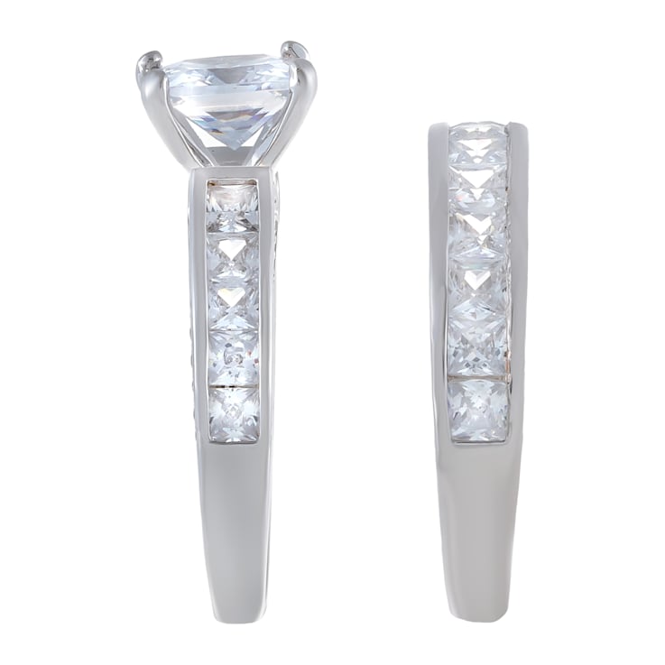 4.98 cttw Princess-Cut Cubic Zirconia 2-Piece Bridal Set Ring, Sterling Silver