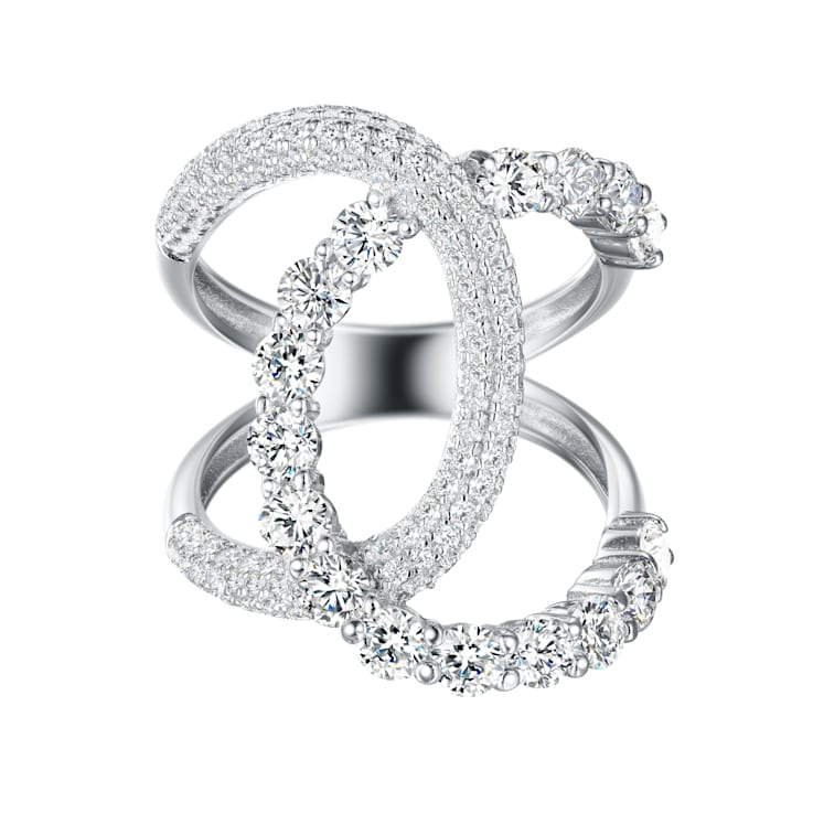 2.50 cttw Round Cut Cubic Zirconia Negative Space Ring Sterling Silver