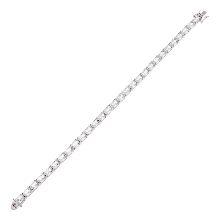 White Topaz Tennis Bracelet, Rhodium Plated on Sterling Silver