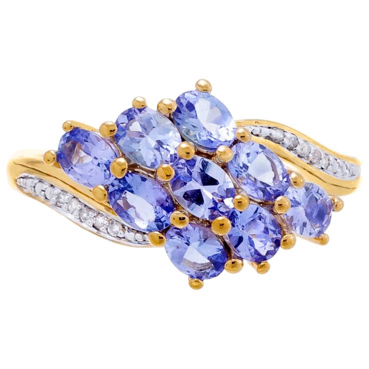 1.73 cttw Tanzanite Gemstone Cluster Ring, 14k Gold Plated Sterling Silver
