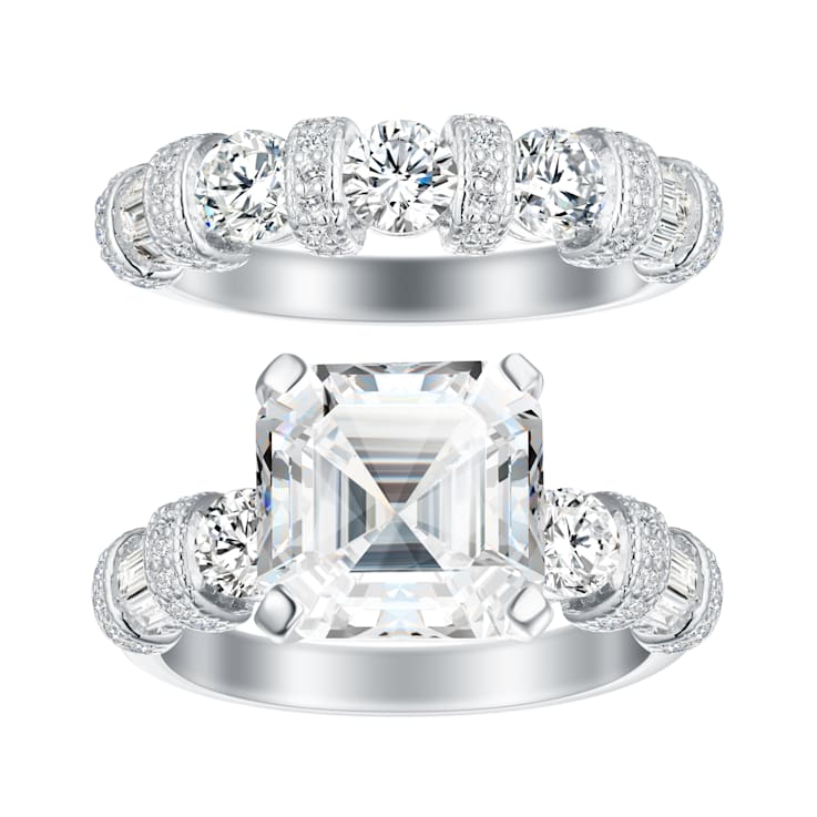Asscher cut cubic zirconia engagement rings outlet