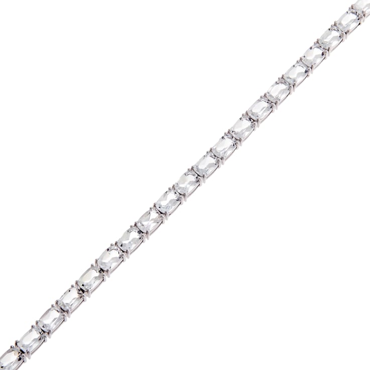 White Topaz Tennis Bracelet, Rhodium Plated on Sterling Silver