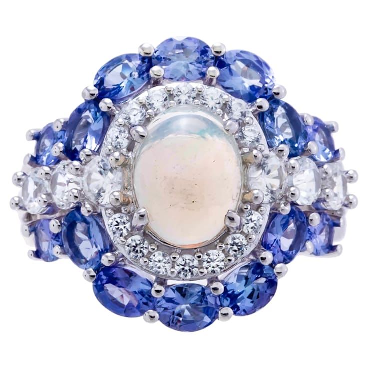 3.70 cttw Ethiopian Opal Gemstone Cocktail Ring, Sterling Silver
