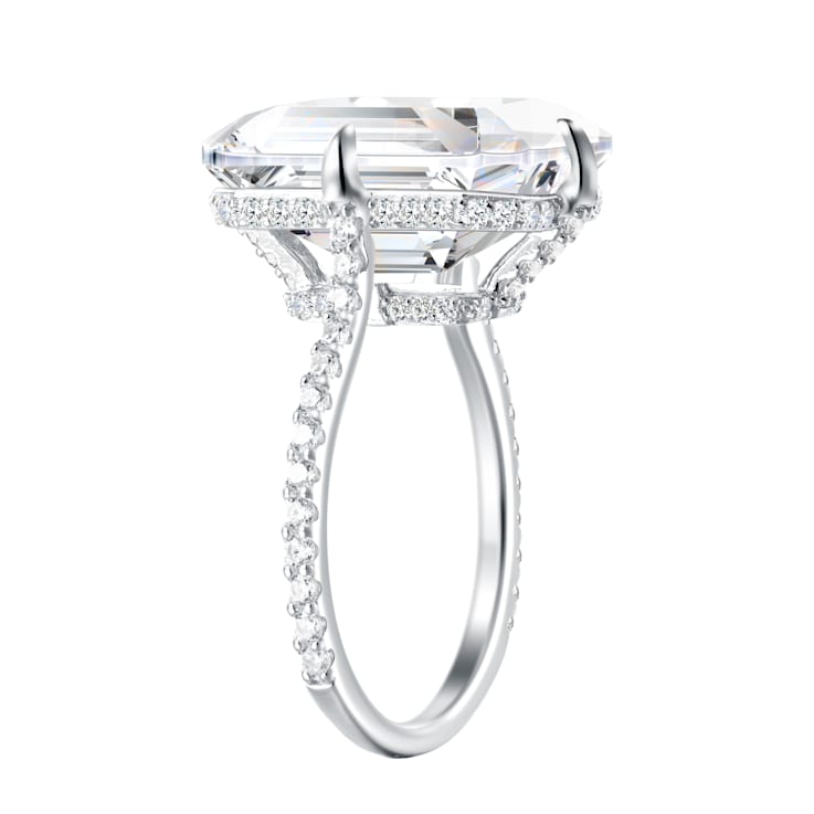 23.14 cttw Emerald-Cut Cubic Zirconia Solitaire Engagement Ring,
Sterling Silver