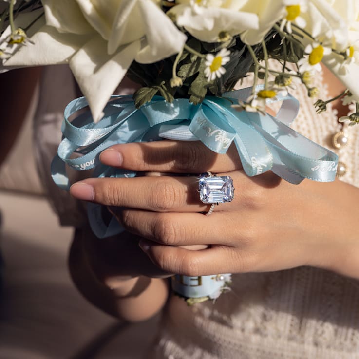 アクセサリー 123 23.14 cttw Emerald-Cut Cubic Zirconia Solitaire Engagement