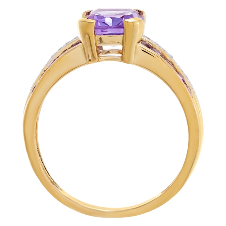 1.90 cttw Amethyst Gemstone Two Tone Ring, 14k Gold Plated on Sterling Silver