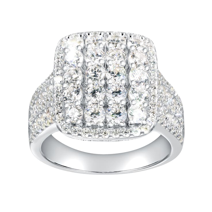 2.78 cttw Round Cut Cubic Zirconia Cluster-Style Cocktail Ring, Sterling Silver